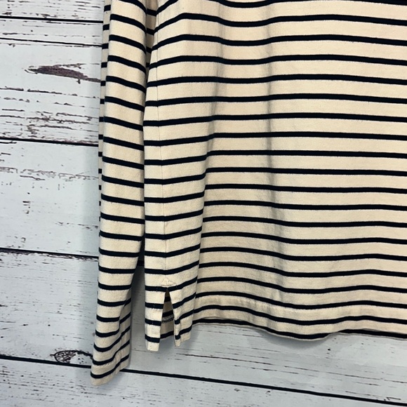 J. Crew Black and Cream Striped Long Sleeve Tee - Picture 5 of 6